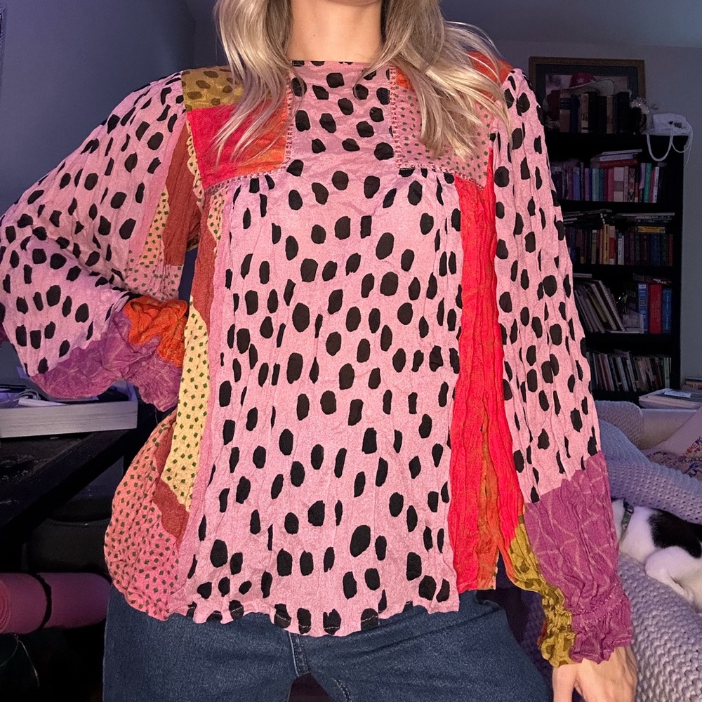 Vibrant Patchwork Women's Blouse